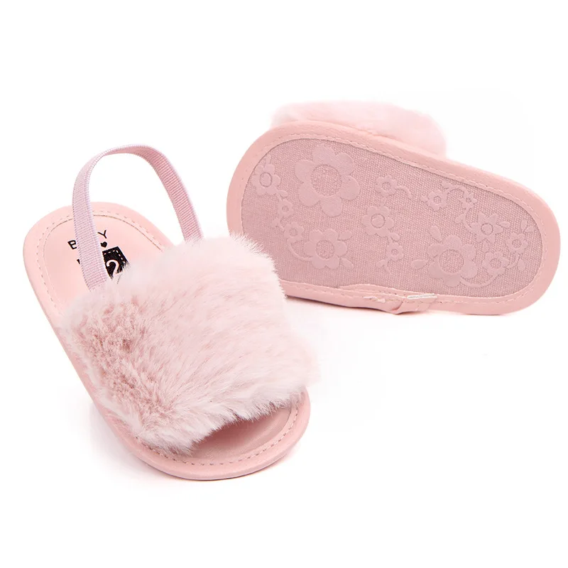 Pasgeboren Baby Meisje Soft Sole Crib Schoenen Baby Peuter Zomer Sandalen 0-18 Maanden Prinses Pluizige Leuke Sandalen Peuter schoenen