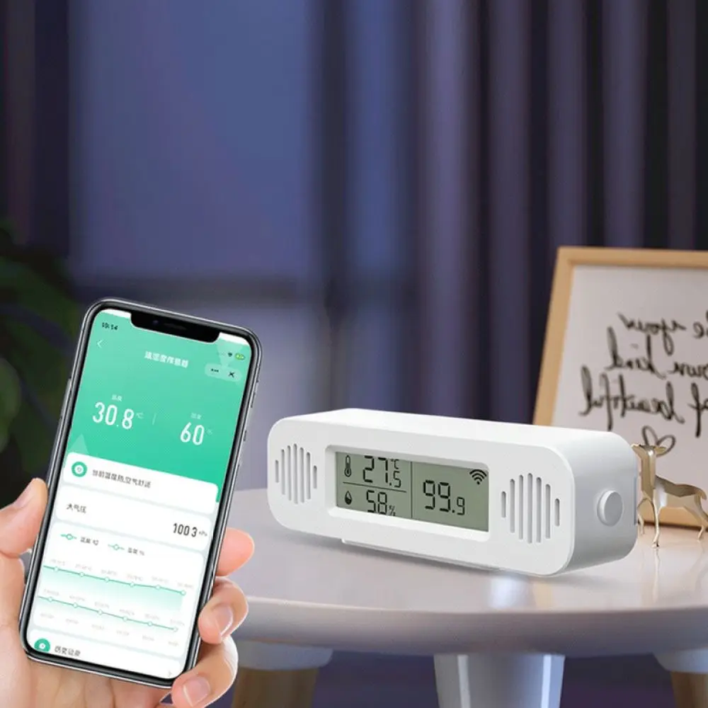 WiFi Connected Smart Hygrometer Barometric Sensor For For Tuya APP Indoor Environment Management System