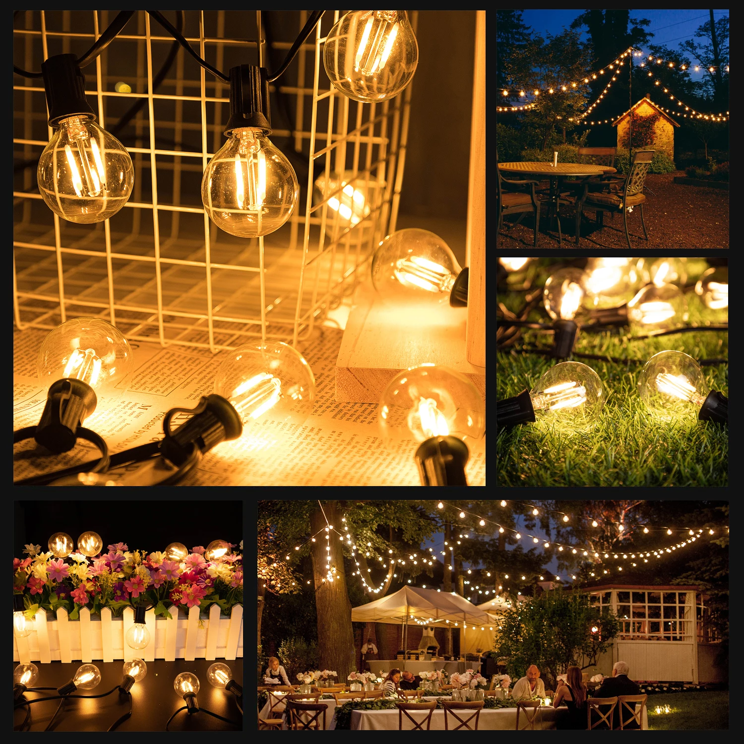 Waterproof Street Garland G40 EU 220V String Light 1.5W Connectable Warm White Retro Party Outdoor Wedding Led Lights Decoration