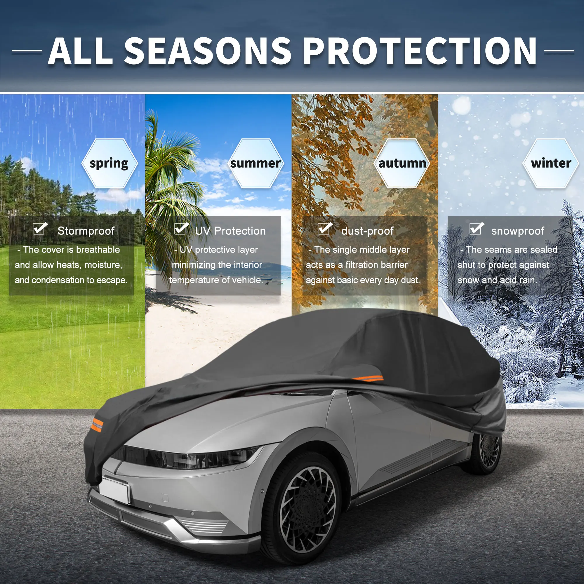 

Uxcell Car Cover W/ Left Side Door Zipper 210D-Pu for Hyundai Ioniq 6