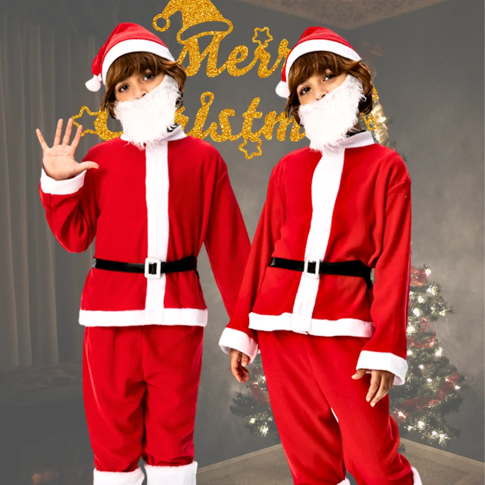 

Kids Christmas Clothing Set Kids Tops Pants Hat Belt Children Xmas Clothes Boy Birthday Costume