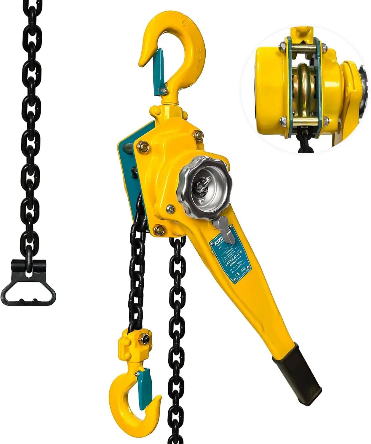 1.5 Ton Manual Chain Hoist, 3300LBS Capacity, 10FT G80 Alloy Steel with Auto Chain & 360° Hook for Garage Factory