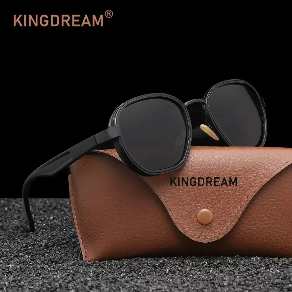 

KINGDREAM Fashion Retro Luxury Sunglasses Men Polarized UV400 Women Casual Shades Eyewear Round