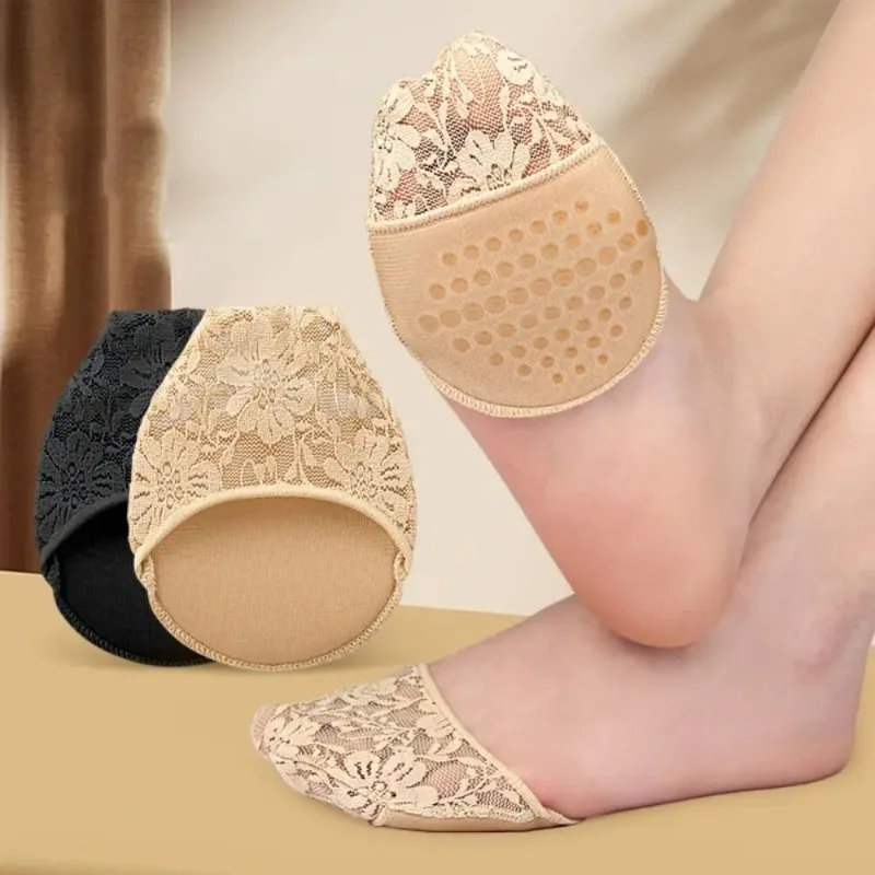 Women Silicone Forefoot Half Insoles, Non-Slip Anti-Abrasion Breathable Pain Relief Foot Pads for High Heels