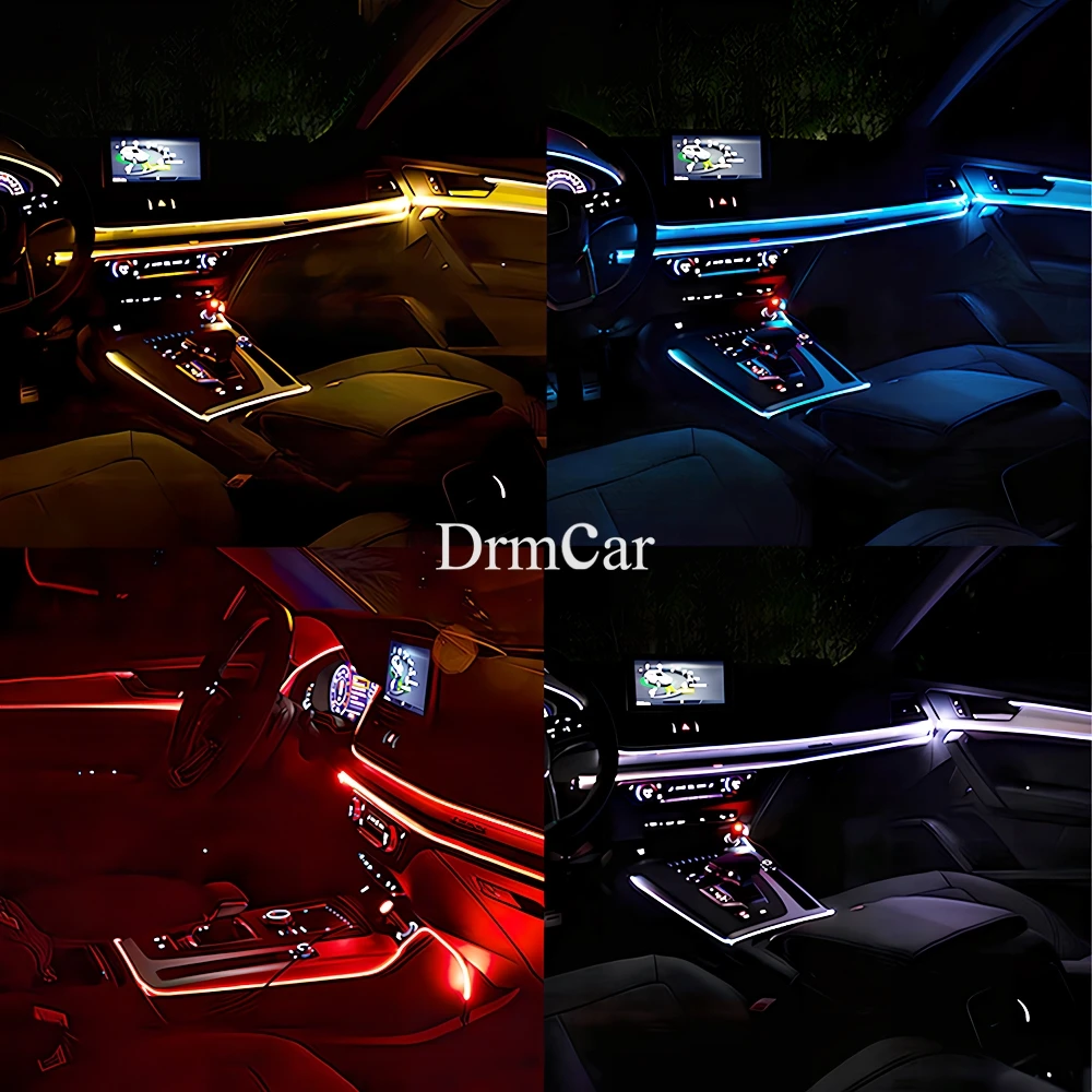 1/2/3/5M Car Dashboard Interior Atmosphere Lamps Welcome Door Light Auto LED Strip Wire Rope Tube Line USB Cigarette Neon Bulbs