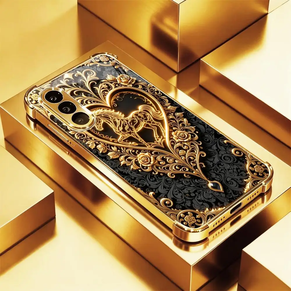 Retro golden horse fashion phone cases s26 ultra case mobile phones 폰케이스 glass for Samsung Galaxy S26 S25 S24 S23 S22FE,Ultra,Pl