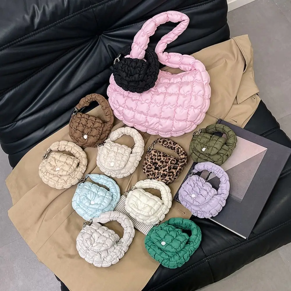 

Cute Solid Color Cloud Pleated Coin Purse Mini Handbag Quilted Small Wallet Sling Korean Style Bag Pendant Key Bag
