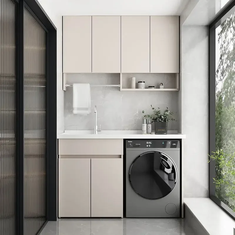 Honeycomb aluminum laundry cabinet, balcony washing machine significant other cabinet integration, basin combination