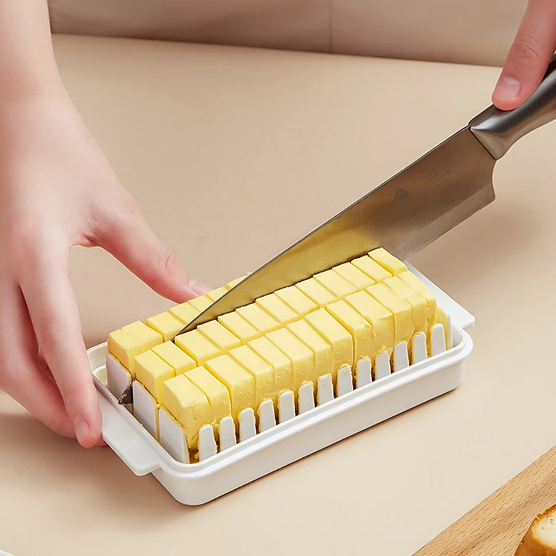 Caja de almacenamiento con tapa para cortador de queso y mantequilla, contenedor de mantenimiento fresco, herramienta para hornear, cocina, hogar
