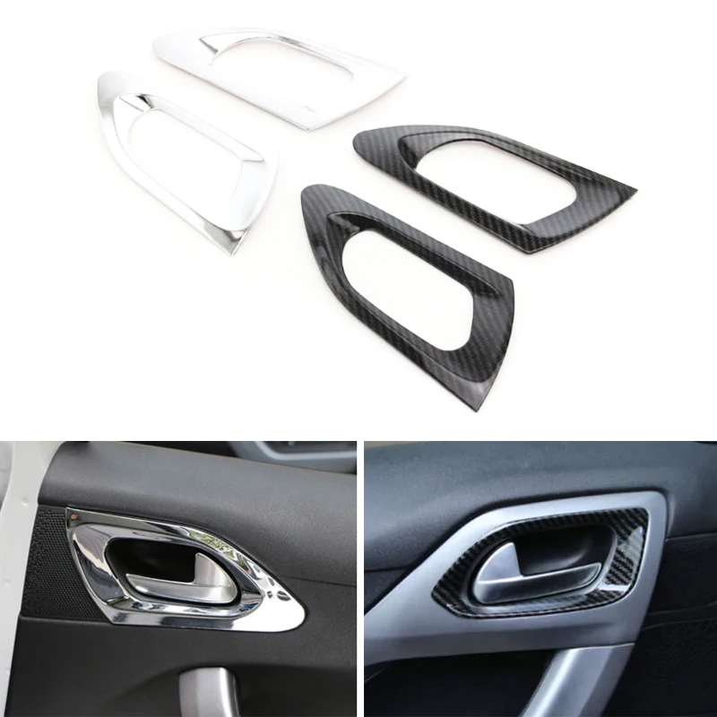 For Peugeot 2008 2014 - 2019 Car Chrome Inner Door Handle Trim Door Bowl Cover Sticker Car Styling Accessories