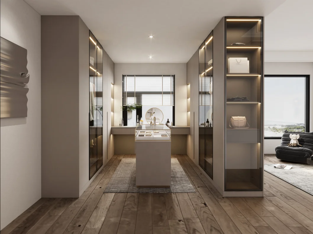 مجموعة غرف نوم كاملة مخصصة على الطراز الحديث من Angel Grace مع خزائن خشبية قابلة للتمديد عالية الجودة للفيلات