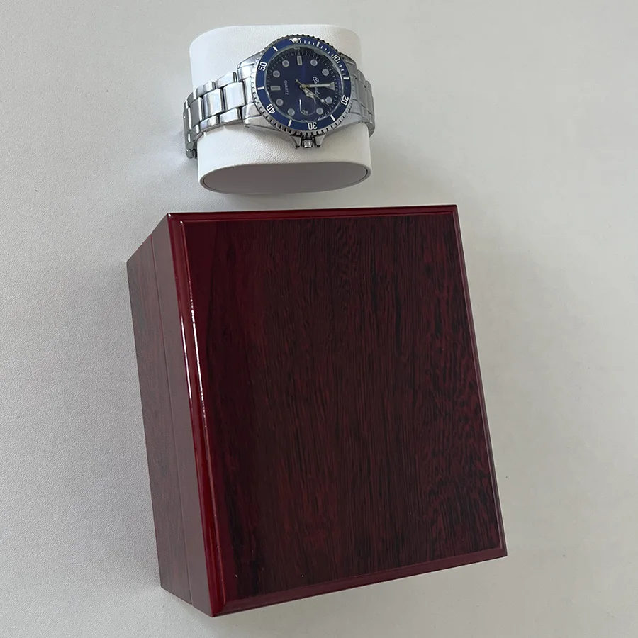 Premium 1 Grid Watch Storage box Wood material Red Paint Jewelry box A lighter Store the best gifts for Christmas