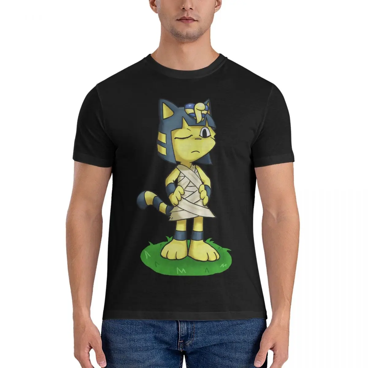 Футболка мужская с коротким рукавом и круглым вырезом, из чистого хлопка