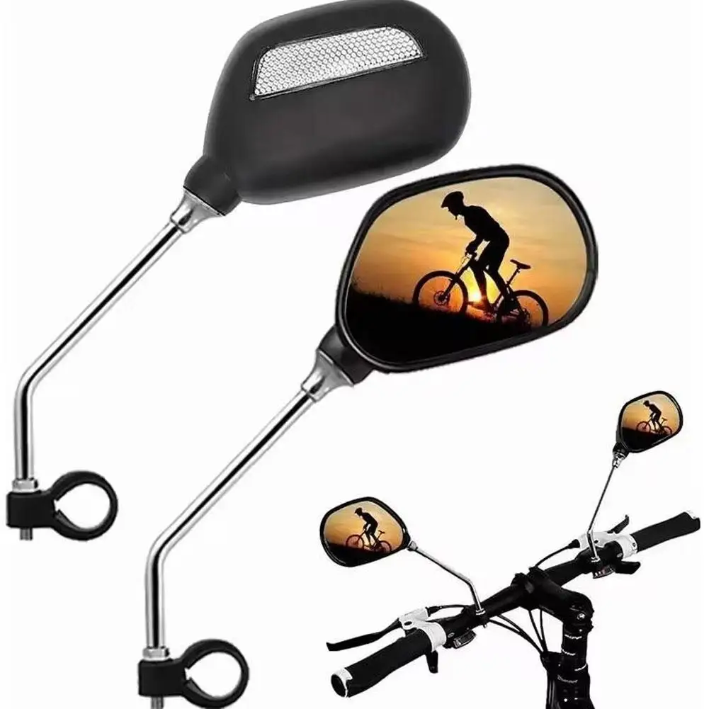 

1 пара велосипедных зеркал заднего вида, левые и правые боковые отражатели, стеклянная отражающая поверхность, регулируемый угол, дизайн, безопасное зеркало заднего вида