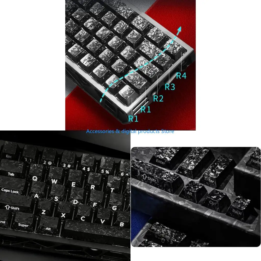 77JD Complete 119 Carbon Fiber Keycap Set for Mechanical Keyboards Comfort