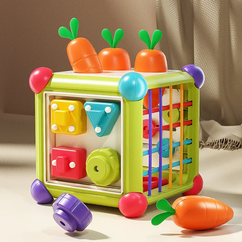 アクティビティキューブ-モンテッソーリ教育玩具-スタッキングブロック-パズル-幼児用形状選別機-感覚トレーニングおもちゃ