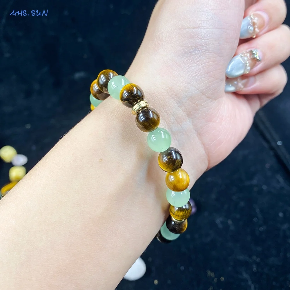 MHS.SUN 8MM Tiger Eye Natural Stone Beaded Bracelets Fashion Elastic Bracelet Healing Energy Jewelry Gifts For Women Men