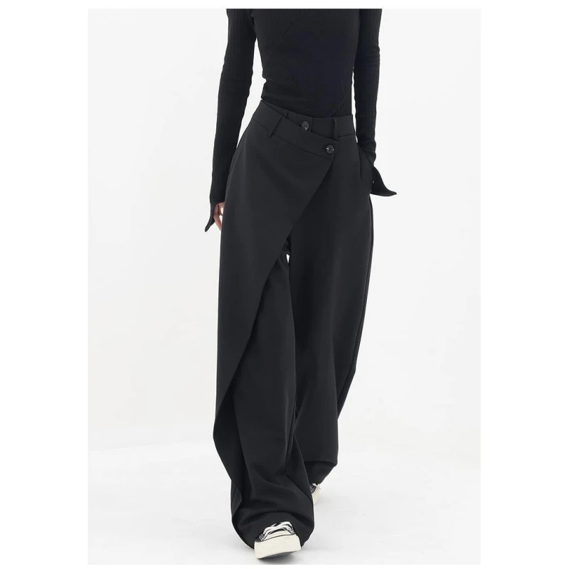 

plus Size 300 Pounds Black High Waist Straight Leg Pants Men Women Summer Loose Fit Suit Trousers Casual Breathable Comfortable
