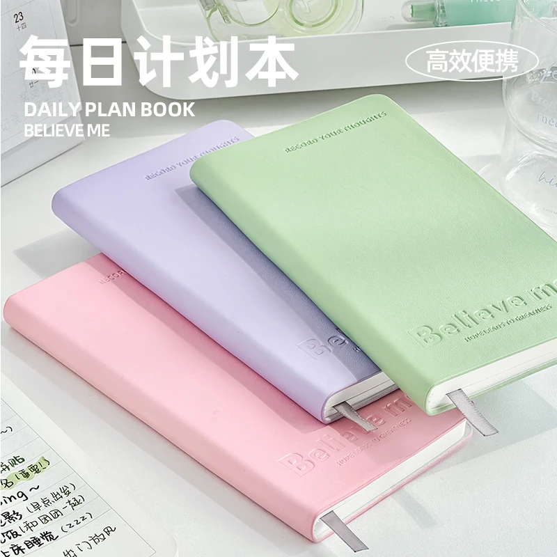 A6 Small Daily Planner Book, PU Leather Cover Self-Discipline Time Management Notepads And Journals,To do List Schedule cuaderno