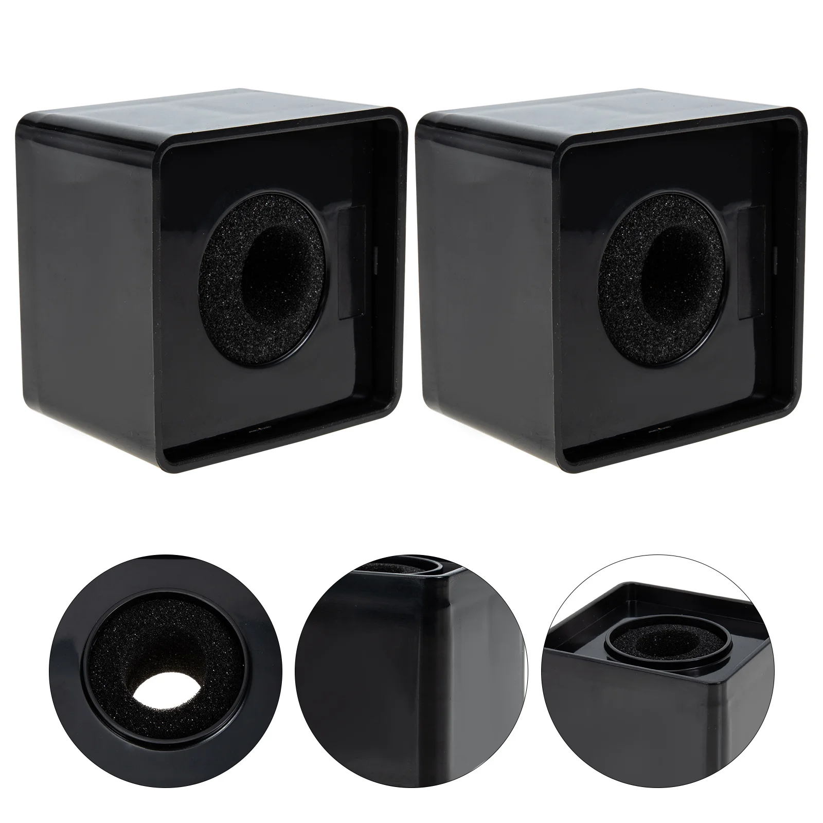 

2pcs Abs Square Cube Mic Logo Station Small Compact For Interview Outdoor Use Microphone Flag Durable Plastic Protector