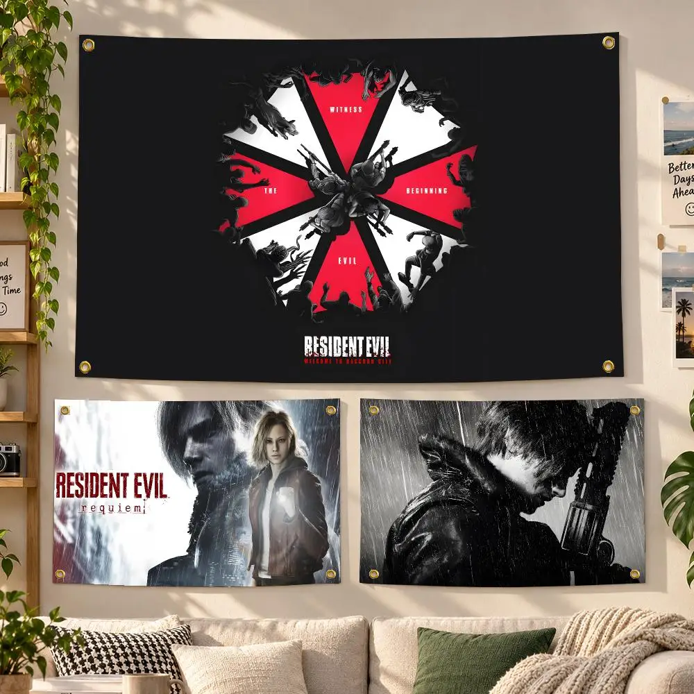 Game Resident Evil Horror Flags Personalized Banner Flag Room Dorm Camping Picnic Garage Bar Outdoor Wall Decor
