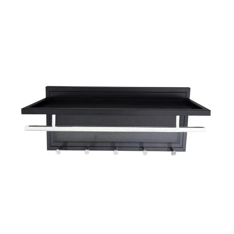 خطاف مثبت على الحائط بطبقة مسحوق معدنية مع رف للتخزين والتنظيم #4