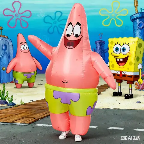 Anime character Patrick Star Cosplay costume one-piece Patrick Star inflatable suit Halloween theme Party Cosplay props