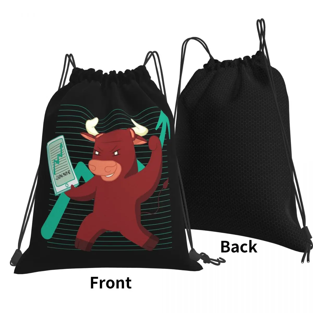 Stock Exchange Shares Bull Bull Backpacks Casual Drawstring Bags Storage Bag Book Bags for Man Woman Students