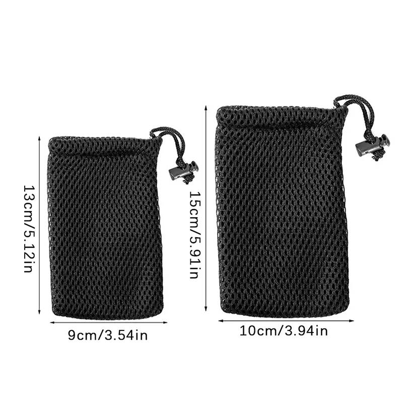 3Pcs Nylon Mesh Drawstring Storage Pouch Bag Multi Purpose Travel & Outdoor Activity Pouch For Digital Products