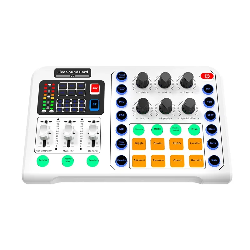 M6 Sound Card Audio Mixer for Tiktok Live Broadcast Karaoke Professional Studio for Game Singing Voice Podcast Live Streaming