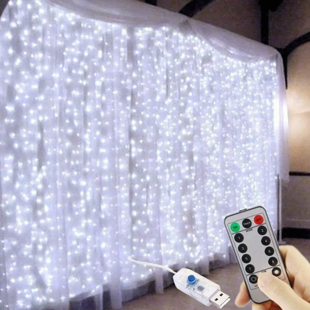 

Garland Curtain Lamp for Room Pop Year's Wedding Christmas Decor Lights Decor 3x1/3x2/3x3M Home Festoon Led Icicle Fairy Light