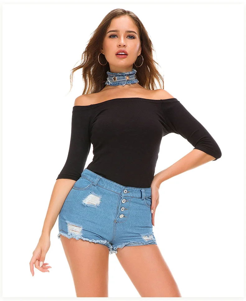 

2024 New Sexy Women's High Waist Ripped Denim Shorts Summer Night Club Ultra Short Hot Pants Euro-American Style Raw Hem Skinny