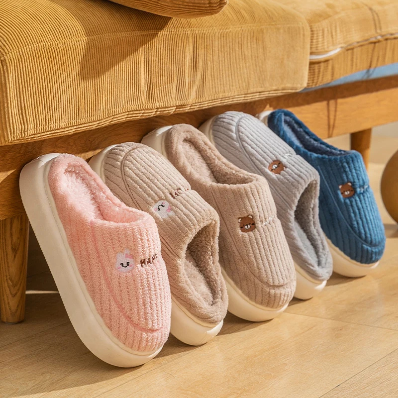 Cotton slippers for women, winter new style, indoor living, warm home, woolen slippers for men, autumn and winter