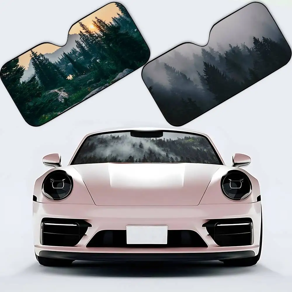 Forest Car SunShade Windshield Funny Sun Shade Foldable UV Ray Sun Visor Protector Sunshade For Front Window