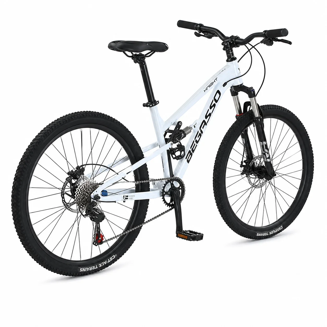Aluminum Alloy 26/27.5 Inch Full Suspension Soft Tail Mountain Bike for Men Shock Absorbing Off Road Cycling Ent-8-HD-PearlWhite