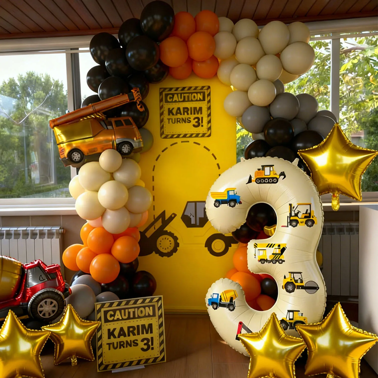Conjunto de Festa de Veículos de Engenharia, adequado para decorações de festas de aniversário, decorações de Ano Novo, casamentos e revelação de gênero do bebê