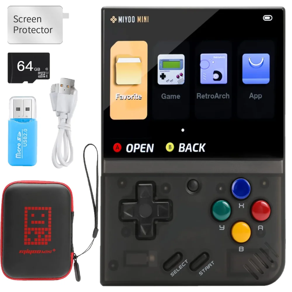 

Console Miyoo Mini+ Miyoomini Plus Video Game 3.5'' IPS OCA 128GB ARM-Cortea-A7 3000mAh Support PS GBA GBC FC WiFi 12000Games