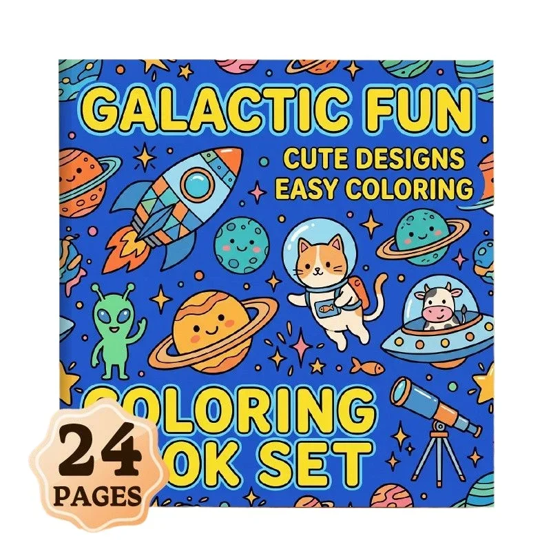 24 Pages Kids Coloring Book Extra Thick DIY Handmade Custom Doodle Drawing Activity Book for Beginners