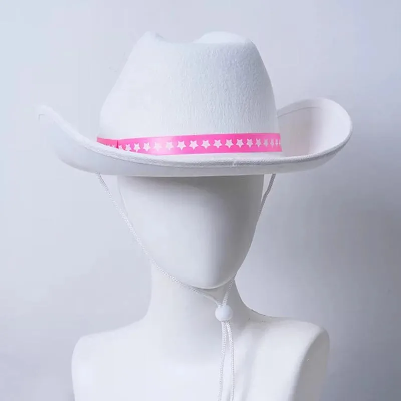 أزياء باربي التأثيرية مع قبعة ملابس راعية البقر الوردية 70s 80s أزياء الهبي ديسكو مارجوت روبي فيلم باربي الهالوين كوميك Cn