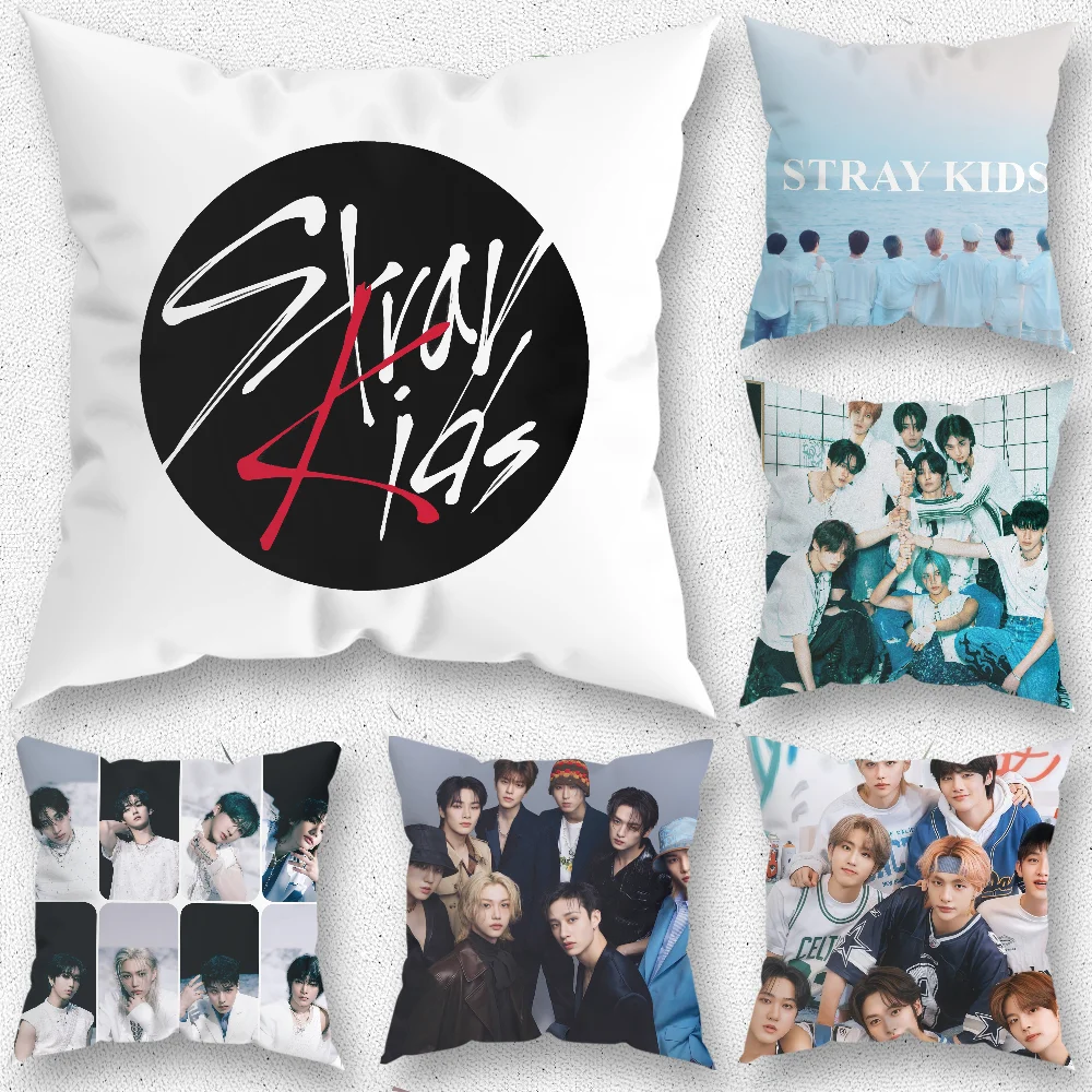 Kpop S-StrayS_K-Kids Pillow Case For Home Bedroom Room Decoration Living Room Sofa Cushion Cover Suitable