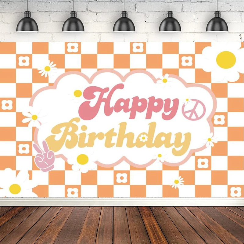 

Photography Backdrop Hippie Birthday Party Decoration Groovy Daisy Flower Retro Hippie Boho Girl Birthday Supplies Banner Poster