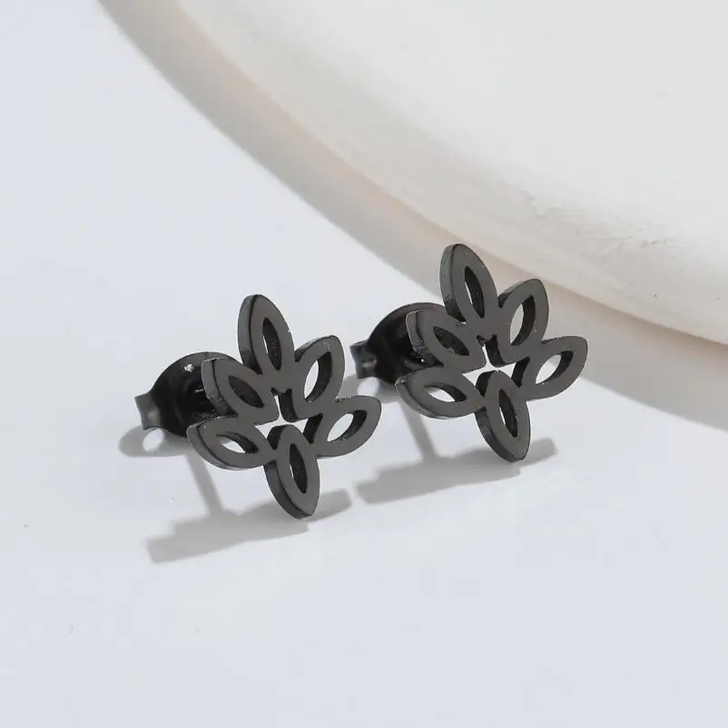 Shuangshuo Small Stainless Steel Earings Bohemian Branch Leaf Stud Earrings Plant Life of Tree Ear Studs Pendientes Gift