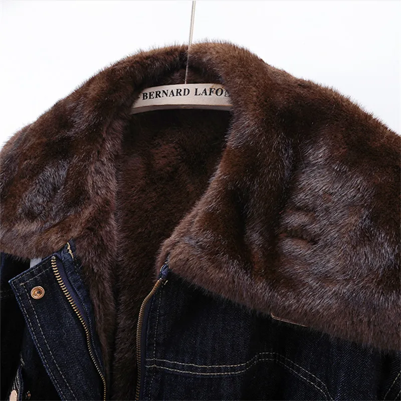 

Winter Women Korean Loose Big Lapel Short Jeans Jacket Coat Beige Coffee Color Thick Warm Faux Lambswool Fur Liner Denim Jacket