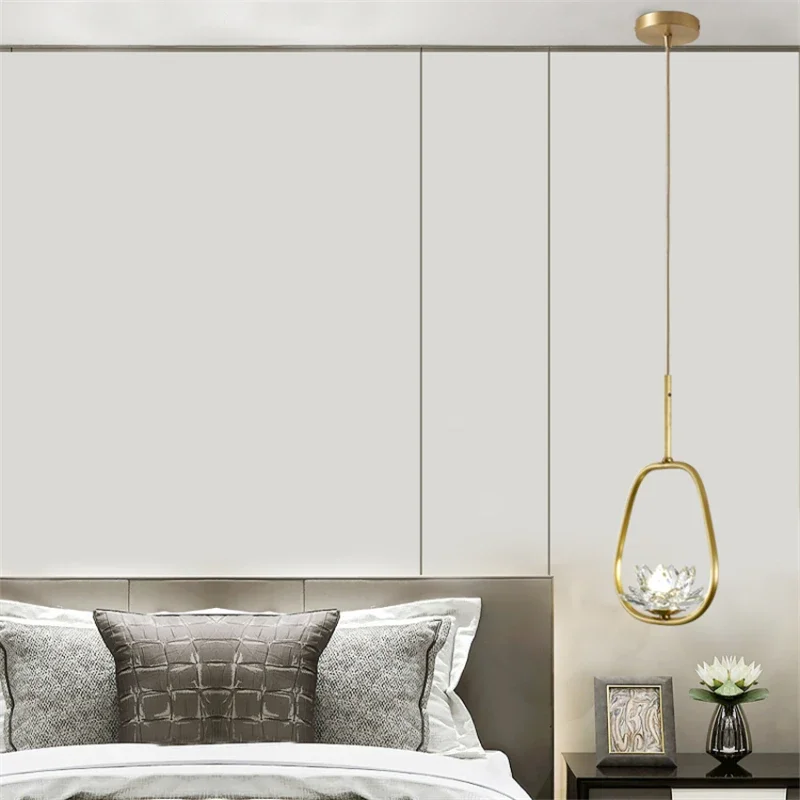 Imagem -04 - Moderno Minimalista Zen Lótus Cristal Luz Luxurious Pendant Lamp Cabeça Criativa Único Varanda Quarto Cabeceira Led Home Decor