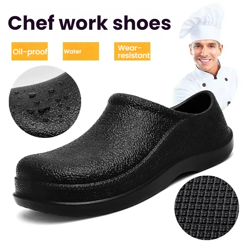 

Size 47 Men Chef Shoes Man Beach Slippers Water Proof Oil Proof Kitchen Shoes Non Slip Garden Clogs Hotel Work Shoe EVA Sandal