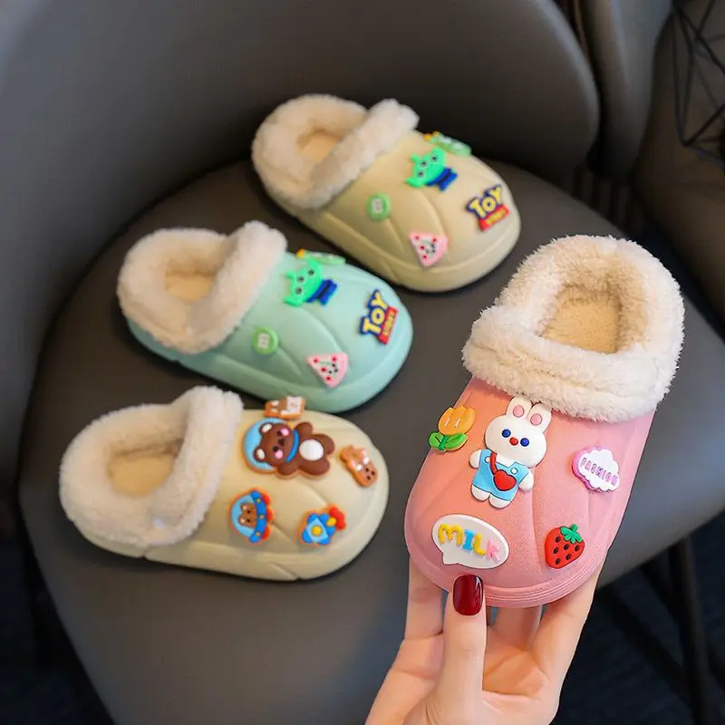 Pantuflas Winter Slippers Kid New Plush Infant Girl Cotton Slippers Warm Detachable Boy House Shoes Non Slip Flip Flops Kid Shoe