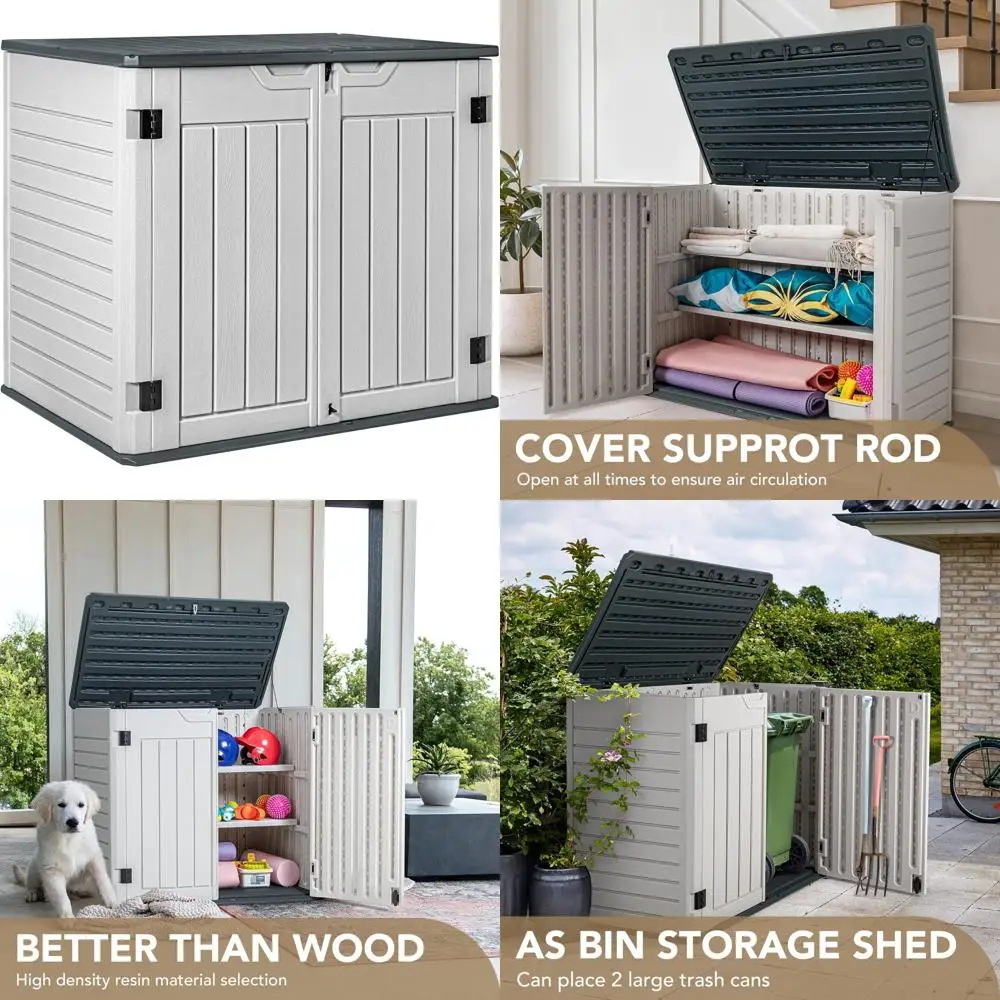 

Outdoor Storage Cabinet 34 Cu Ft Horizontal Waterproof Patio Tools Storage Box for Sofa Cushions and Garden Supplies