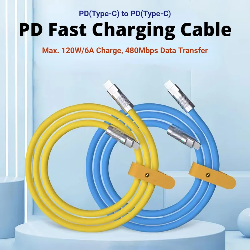 cable carga rapida tipo c cargador carga rápida tipo c Cable de carga rápida USB tipo C para teléfonos móviles, cargador de teléfono móvil, carga súper rápida USB de 120W, cubierta de silicona de aleación de Zinc