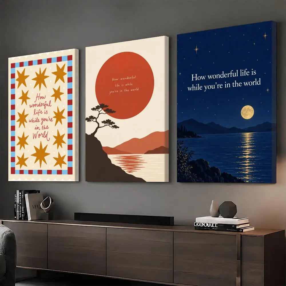 Wonderful Life Uplifting Framed Wall Painting HD Canvas Print Poster Wall Art | Optional Frame | Modern Hallway Decor