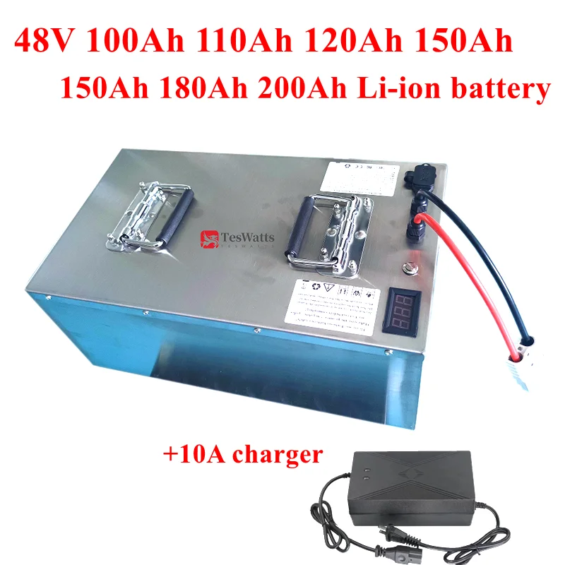 

Brand high quality 48v 100Ah 110Ah 120Ah 150Ah 180Ah 200Ah Li-ion battery pack with BMS for electric cars +10A charger